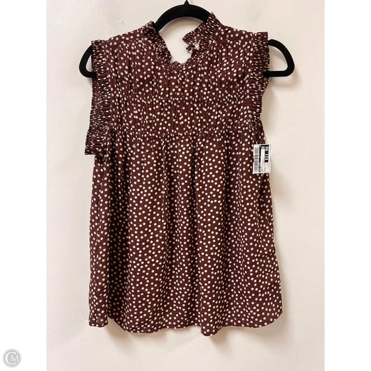 Top Short Sleeve By Max Studio In Brown & White, Size: S