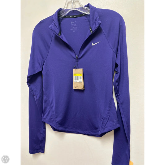 Athletic Top Long Sleeve Collar By Nike In Purple, Size: S