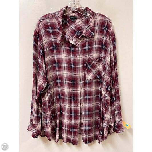 Blouse Long Sleeve By Torrid In Blue & Red, Size: 2x