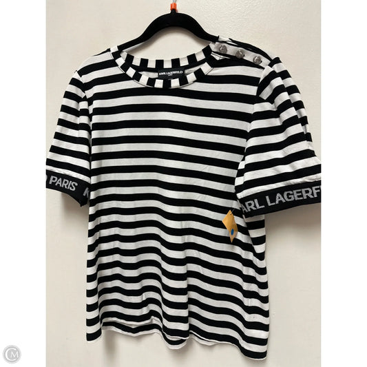 Top Short Sleeve Designer By Karl Lagerfeld In Black & White, Size: L