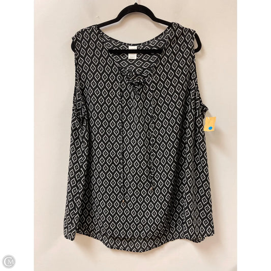Top Sleeveless By Terra & Sky In Black & White, Size: 2x