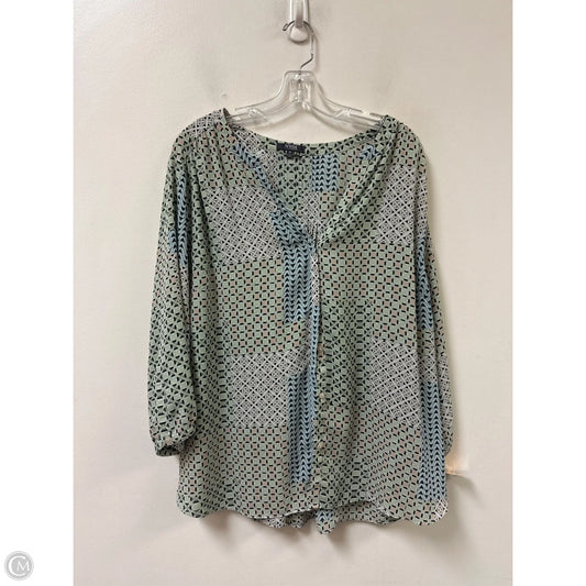 Blouse Long Sleeve By Not Your Daughters Jeans In Green, Size: 1x