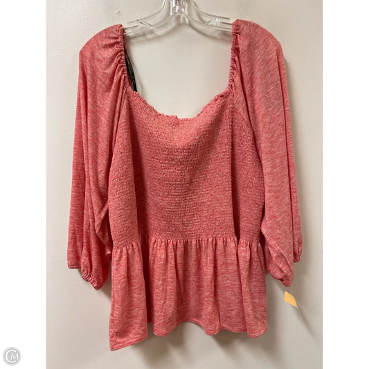 Top Long Sleeve By Jessica Simpson In Pink, Size: 2x