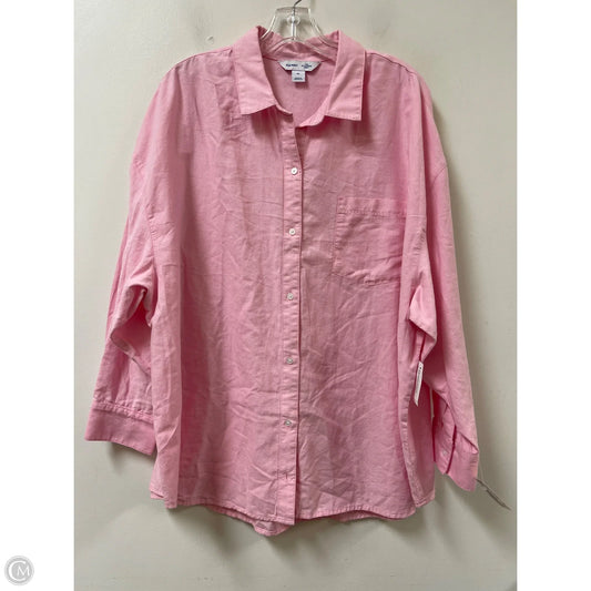 Blouse Long Sleeve By Old Navy In Pink, Size: Xl