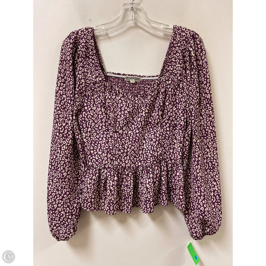 Top Long Sleeve By Pleione In Purple & White, Size: S