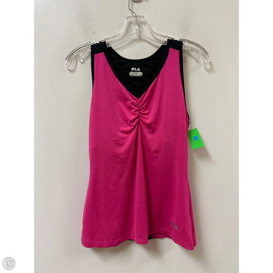 Athletic Tank Top By Fila In Black & Pink, Size: M