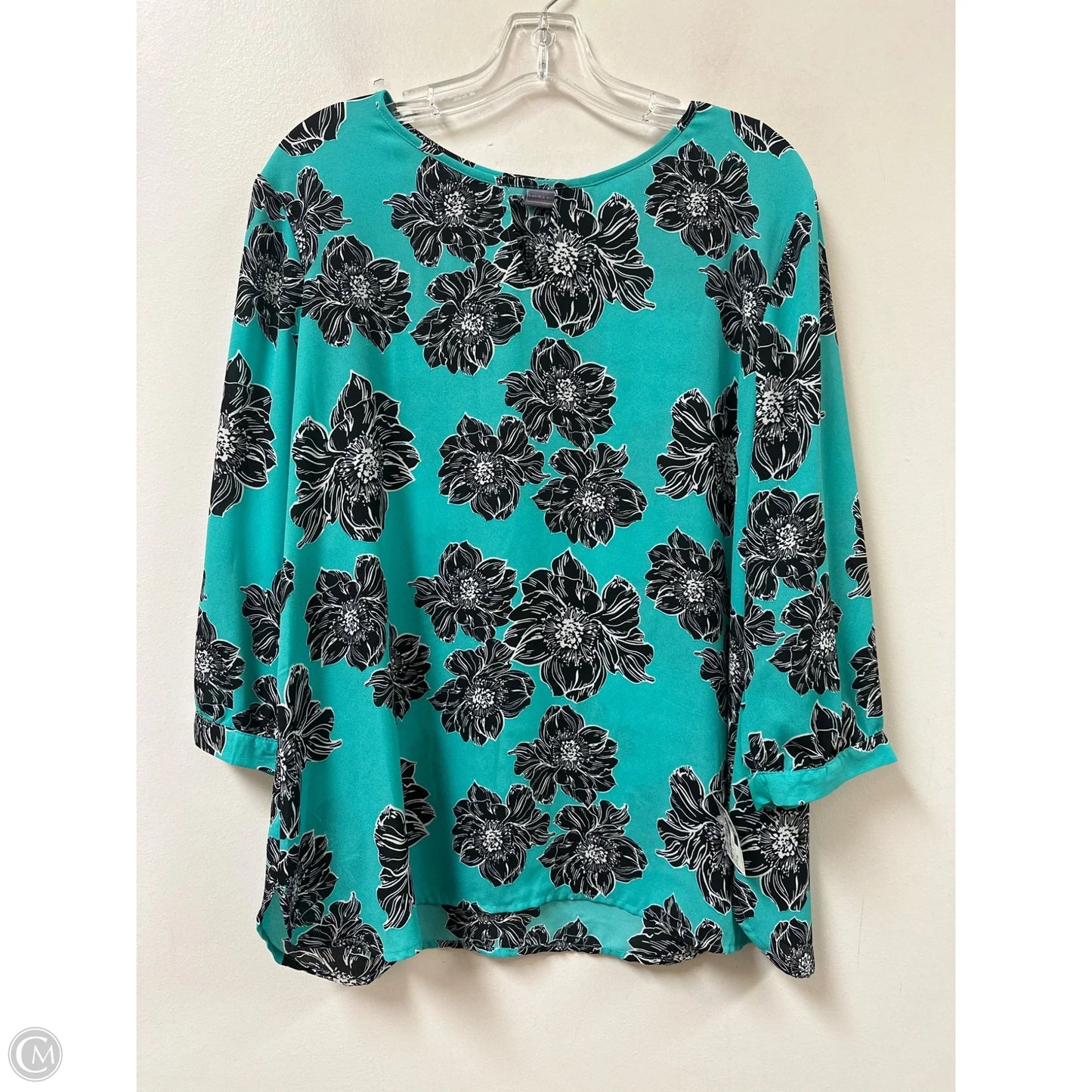 Top Long Sleeve By Laura Scott In Black & Green, Size: Xl