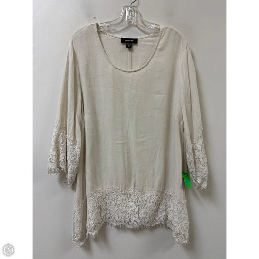 Top Long Sleeve By Karen Kane In Cream, Size: 1x