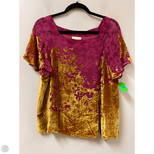 Top Short Sleeve By Maeve In Pink & Yellow, Size: M