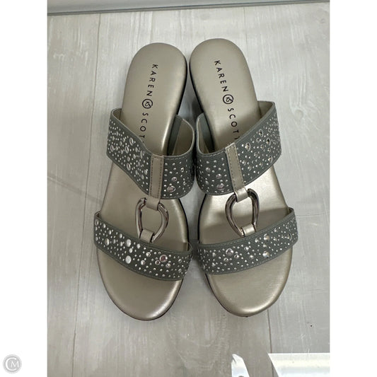 Sandals Heels Wedge By Karen Scott In Silver, Size: 8