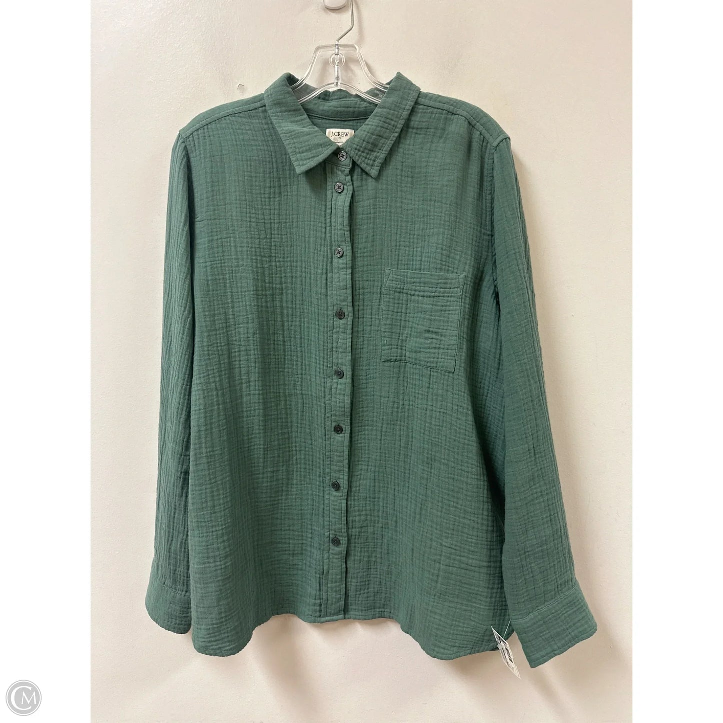 Blouse Long Sleeve By J. Crew In Green, Size: Xl