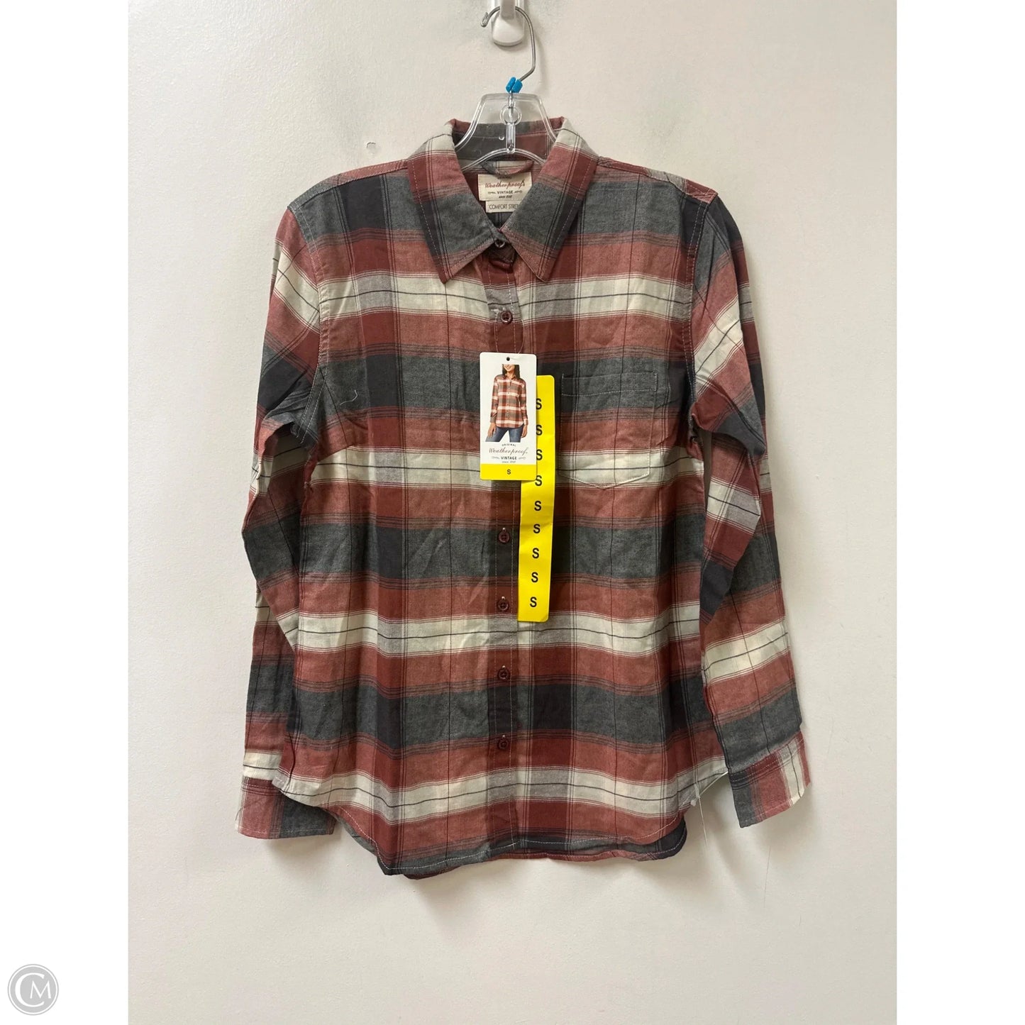 Blouse Long Sleeve By Weatherproof In Grey & Red, Size: S