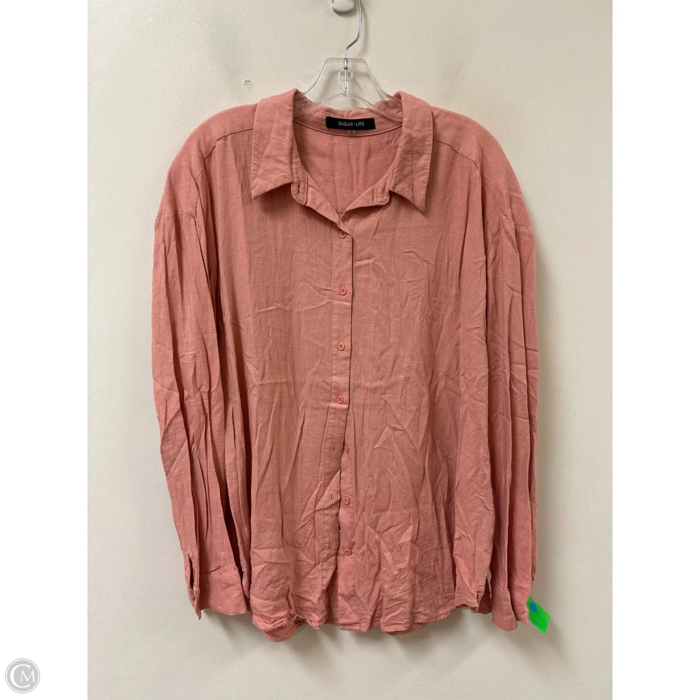 Blouse Long Sleeve By Sugar Lips In Pink, Size: M