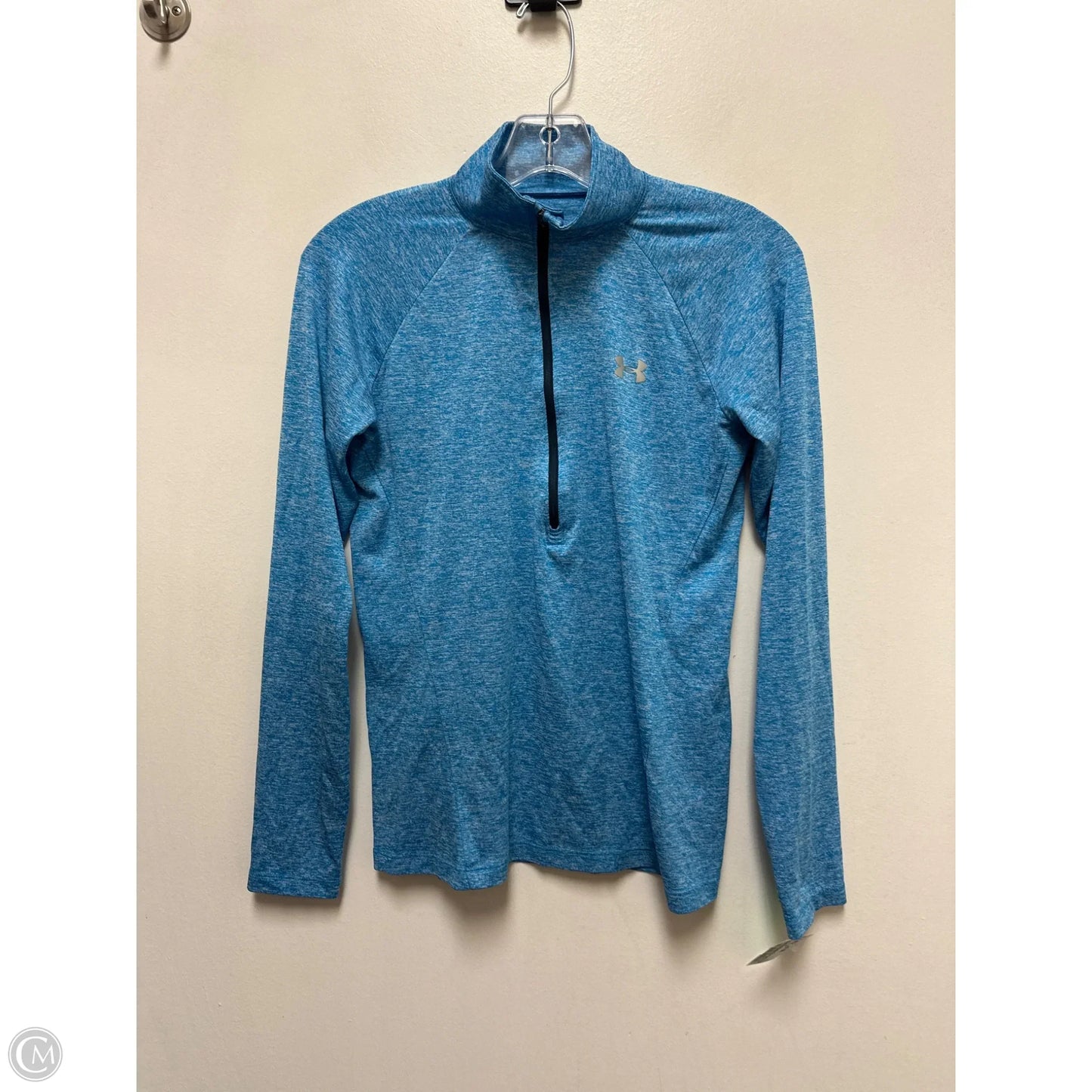 Athletic Top Long Sleeve Collar By Under Armour In Blue, Size: S