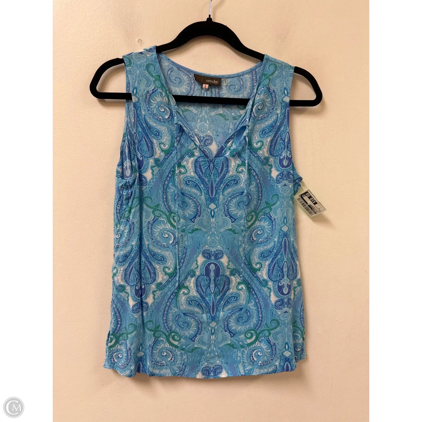 Top Sleeveless By Crosby In Blue & White, Size: S