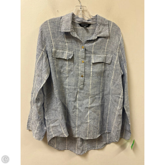 Top Long Sleeve By Ellen Tracy In Blue & White, Size: L