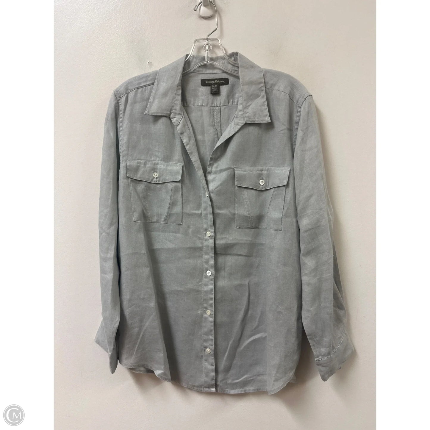 Blouse Long Sleeve By Tommy Bahama In Grey, Size: M