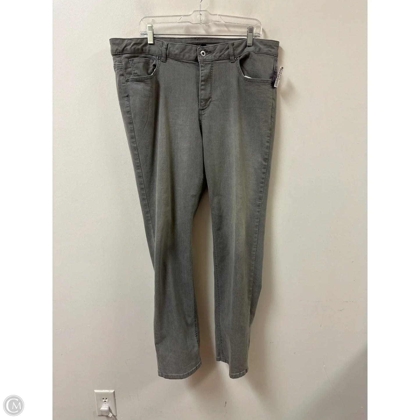 Jeans Skinny By Roz And Ali In Grey Denim, Size: 18