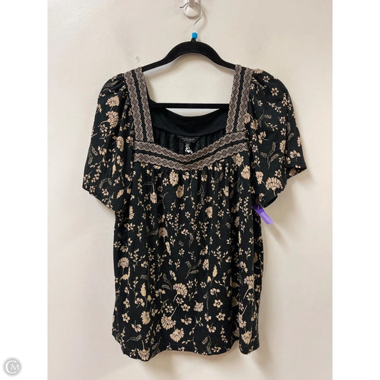 Top Short Sleeve By Lucky Brand In Black & Cream, Size: L