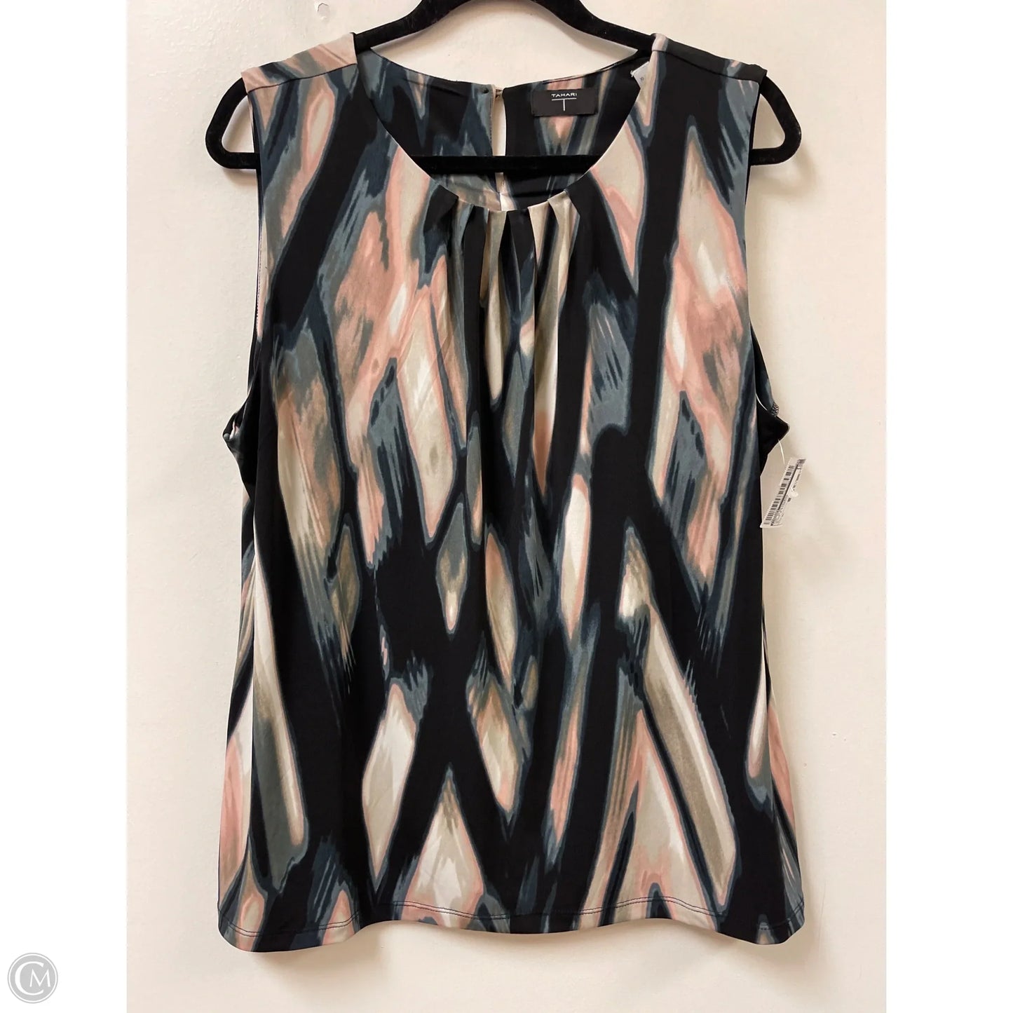 Top Sleeveless By Tahari In Black & Pink, Size: Xl
