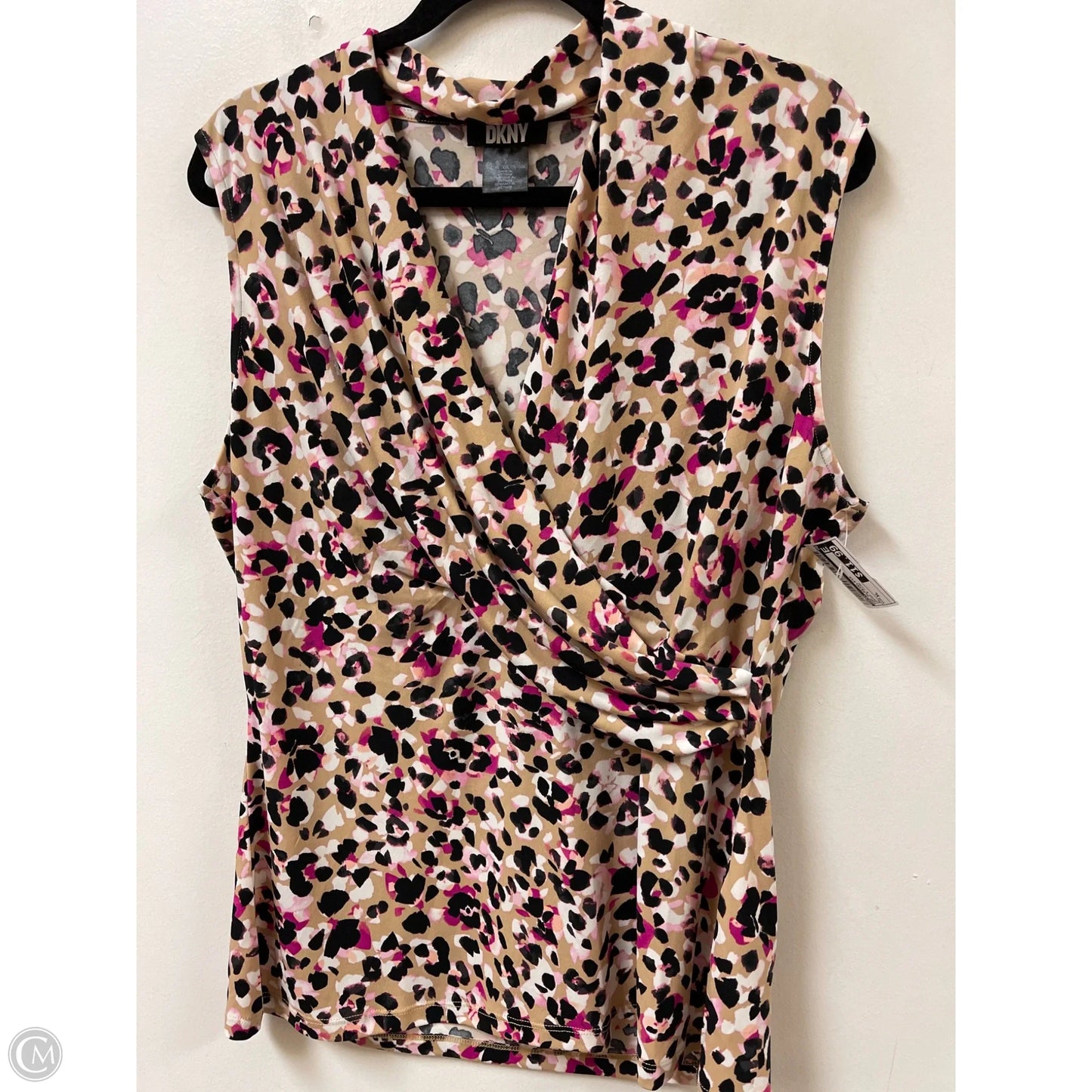 Top Sleeveless By Dkny In Cream & Pink, Size: Xl