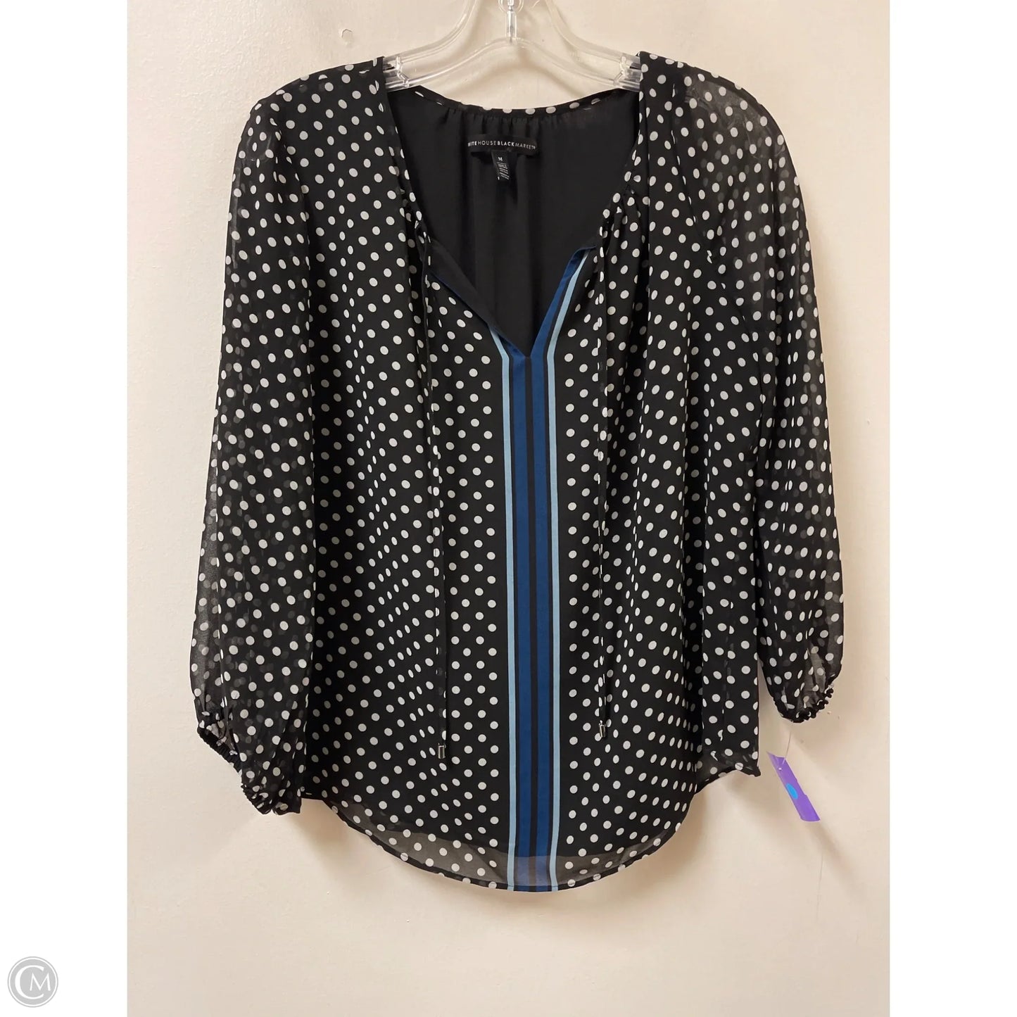 Top Long Sleeve By White House Black Market In Polkadot Pattern, Size: M