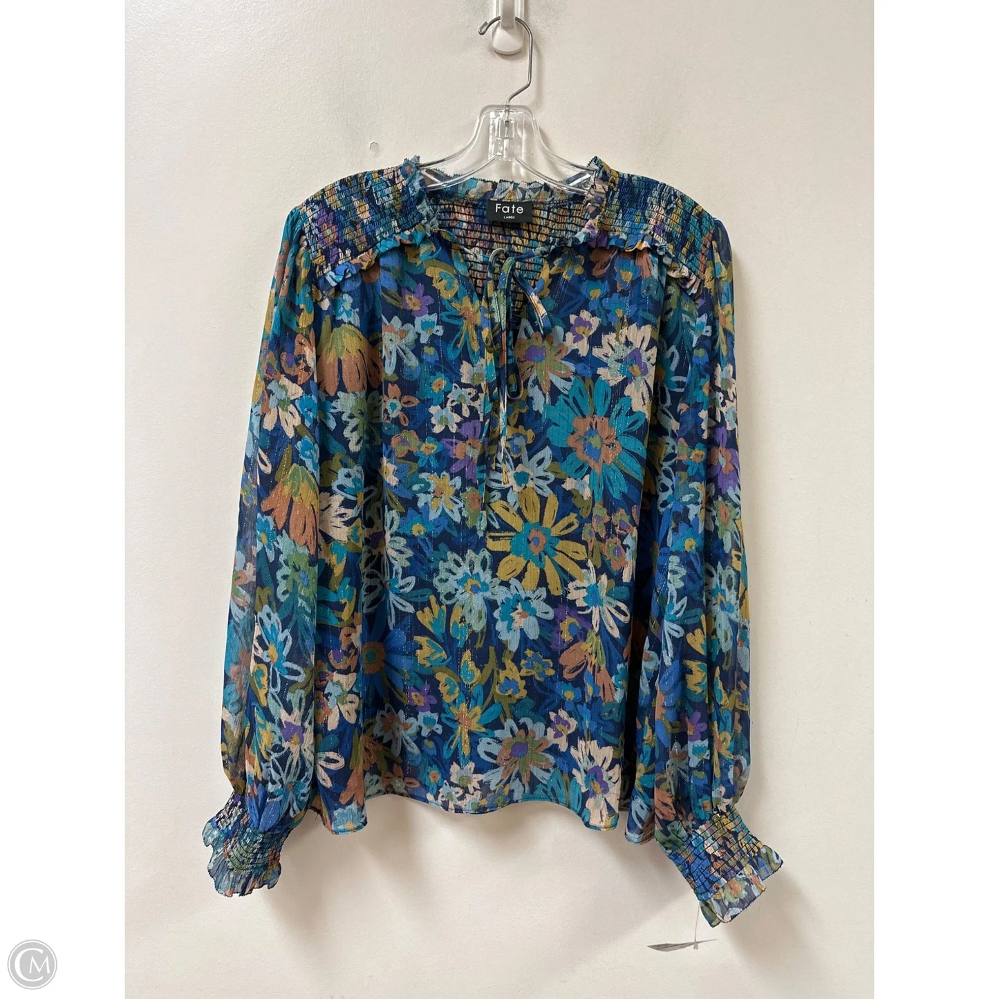 Top Long Sleeve By Fate In Blue, Size: L