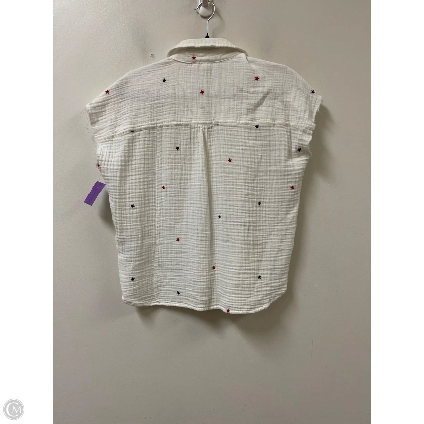 Blouse Short Sleeve By Beachlunchlounge In Blue & Red & White, Size: Xs