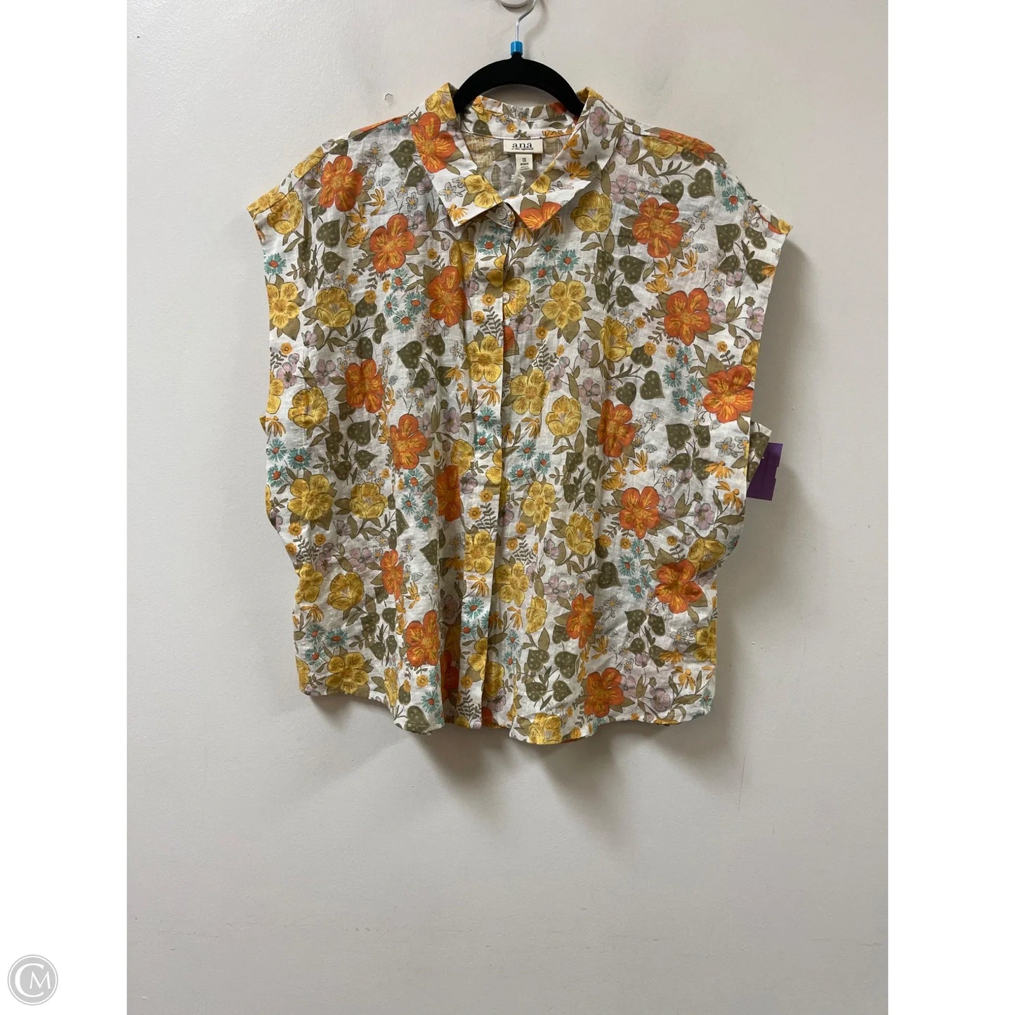 Blouse Short Sleeve By Ana In Floral Print, Size: 1x