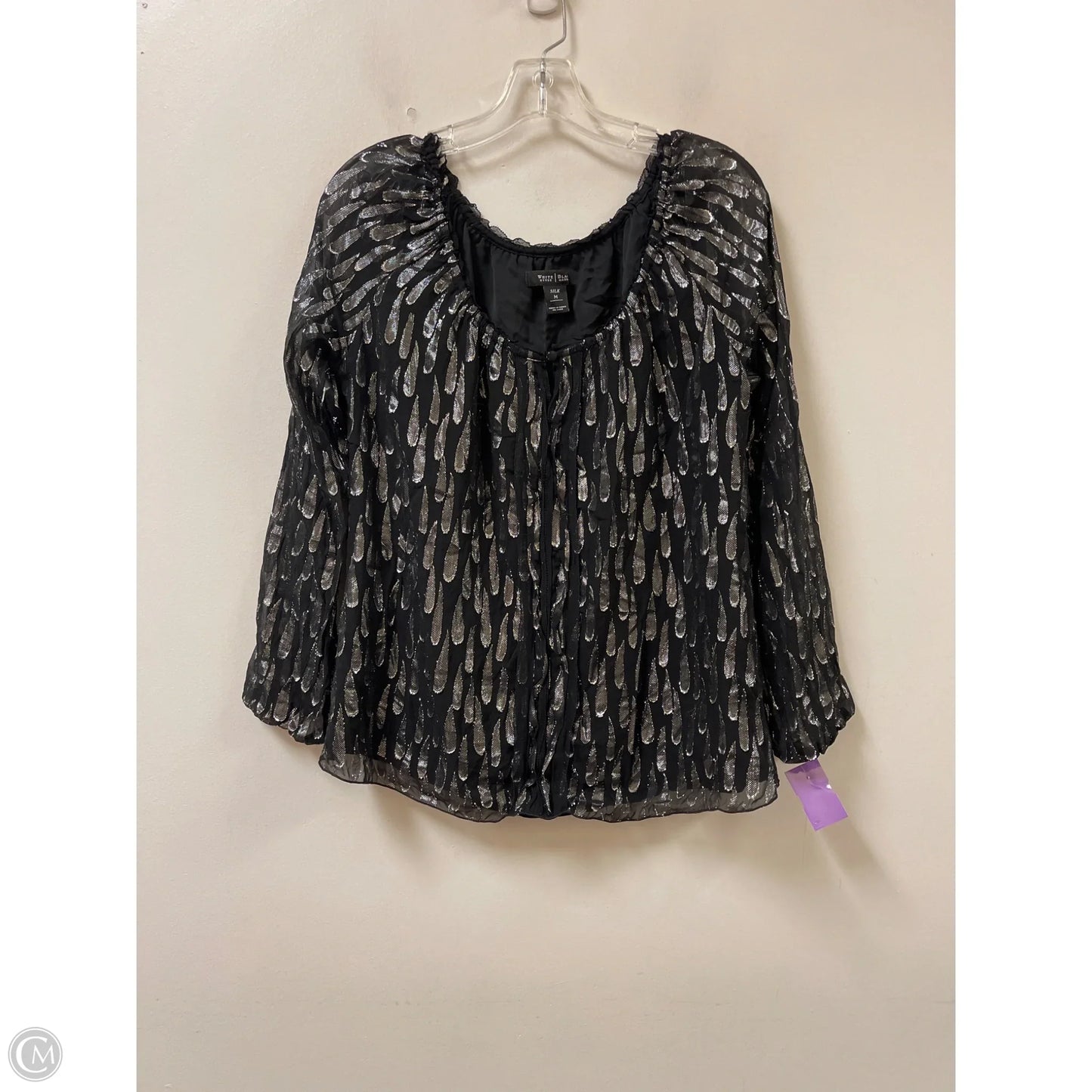Top Long Sleeve By White House Black Market In Black & Silver, Size: M