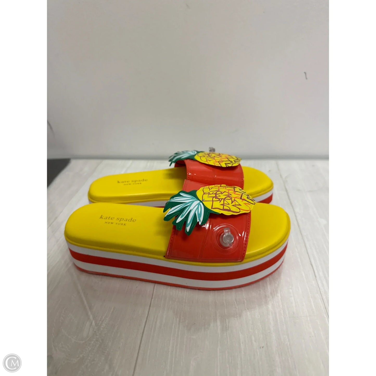 Sandals Designer By Kate Spade In Orange & Yellow, Size: 7