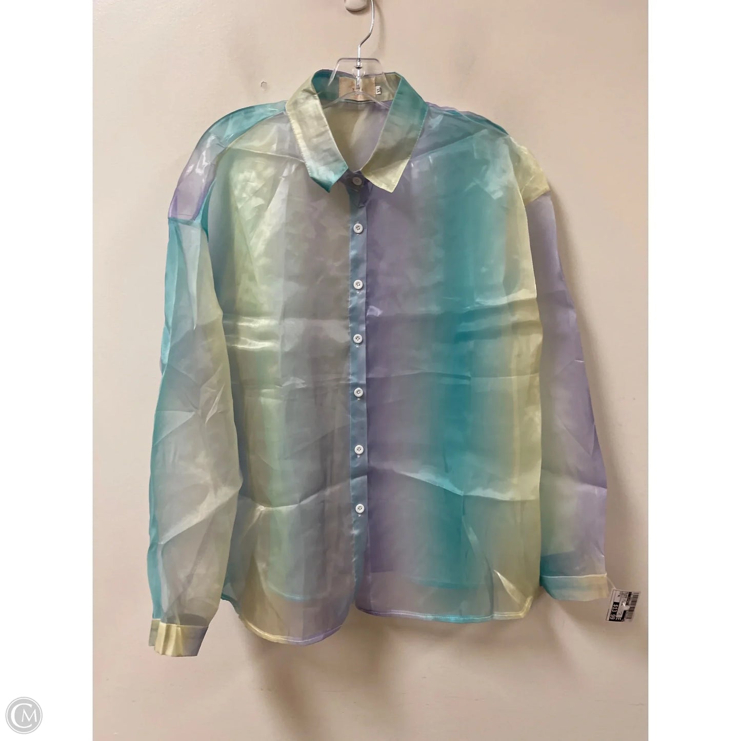 Blouse Long Sleeve By Clothes Mentor In Purple & Yellow, Size: Xl