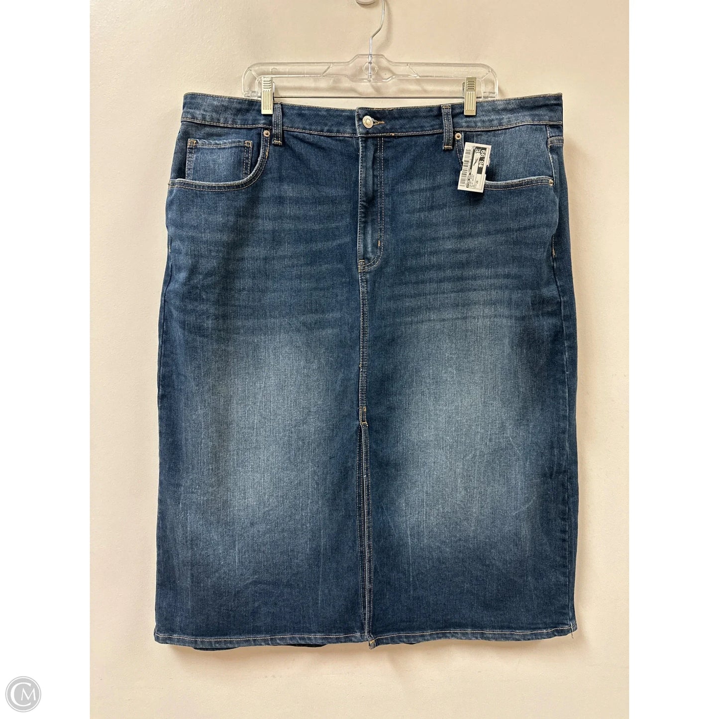 Skirt Midi By Time And Tru In Blue Denim, Size: 20