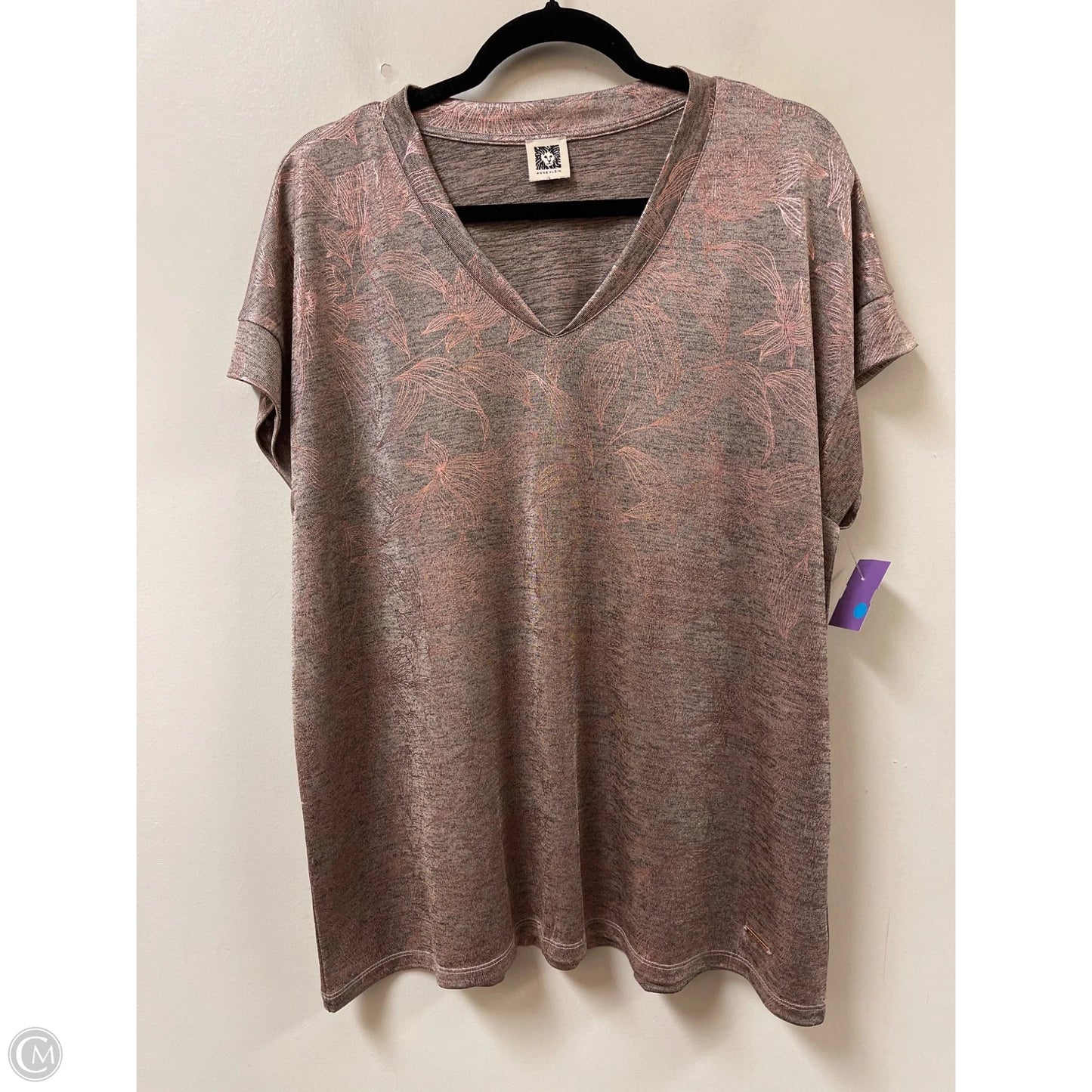 Top Short Sleeve By Anne Klein In Rose Gold, Size: L