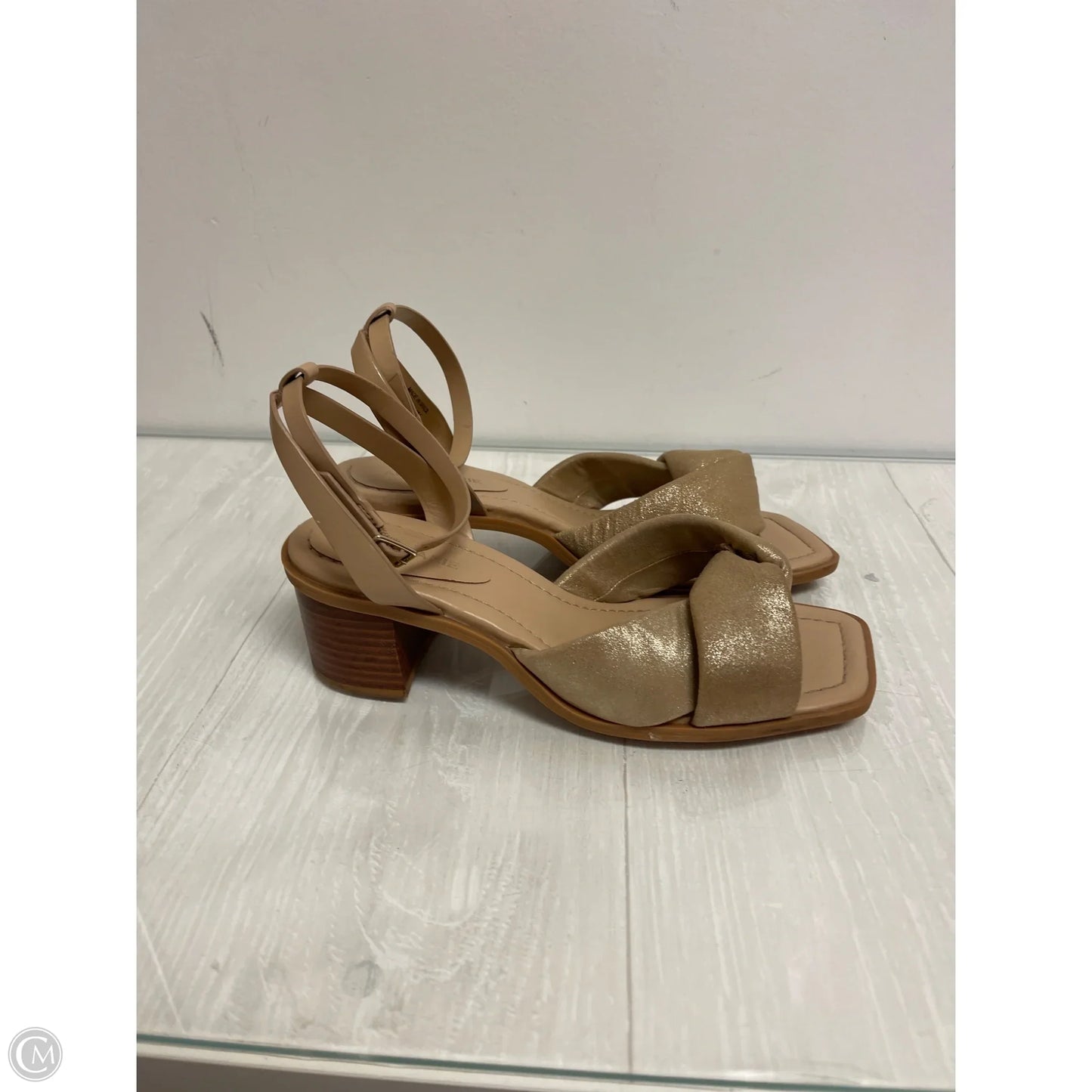 Sandals Heels Block By Alex Marie In Gold, Size: 8