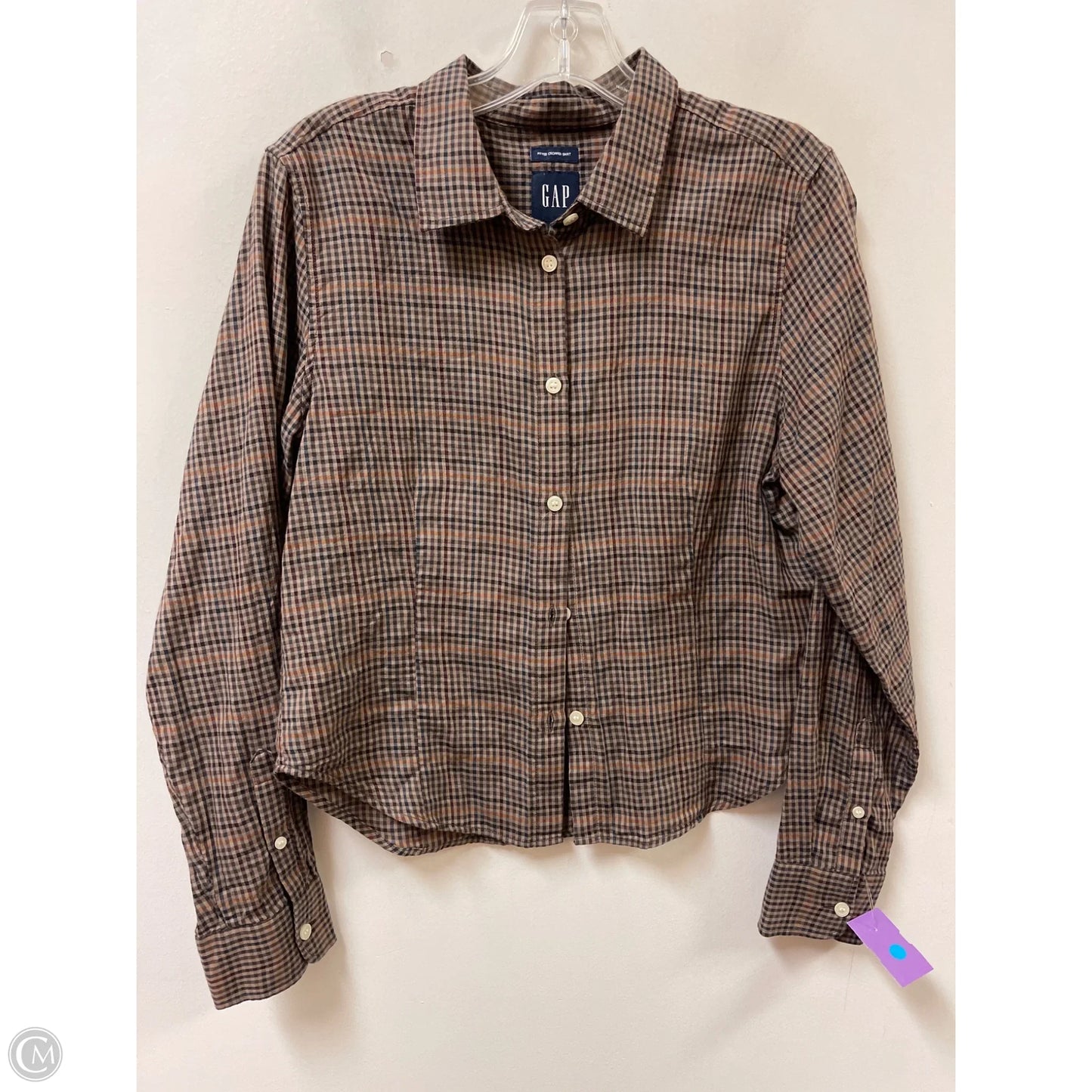 Blouse Long Sleeve By Gap In Brown, Size: M