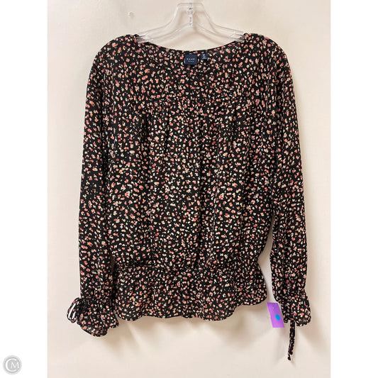 Top Long Sleeve By Kaari Blue In Black & Pink, Size: M
