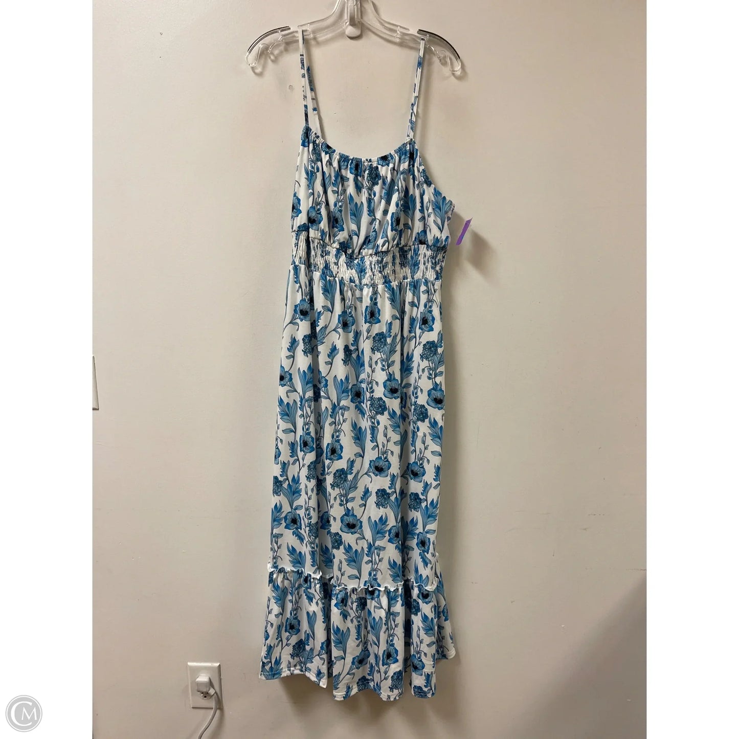 Dress Casual Maxi By Grace Karin In Blue & White, Size: Xl