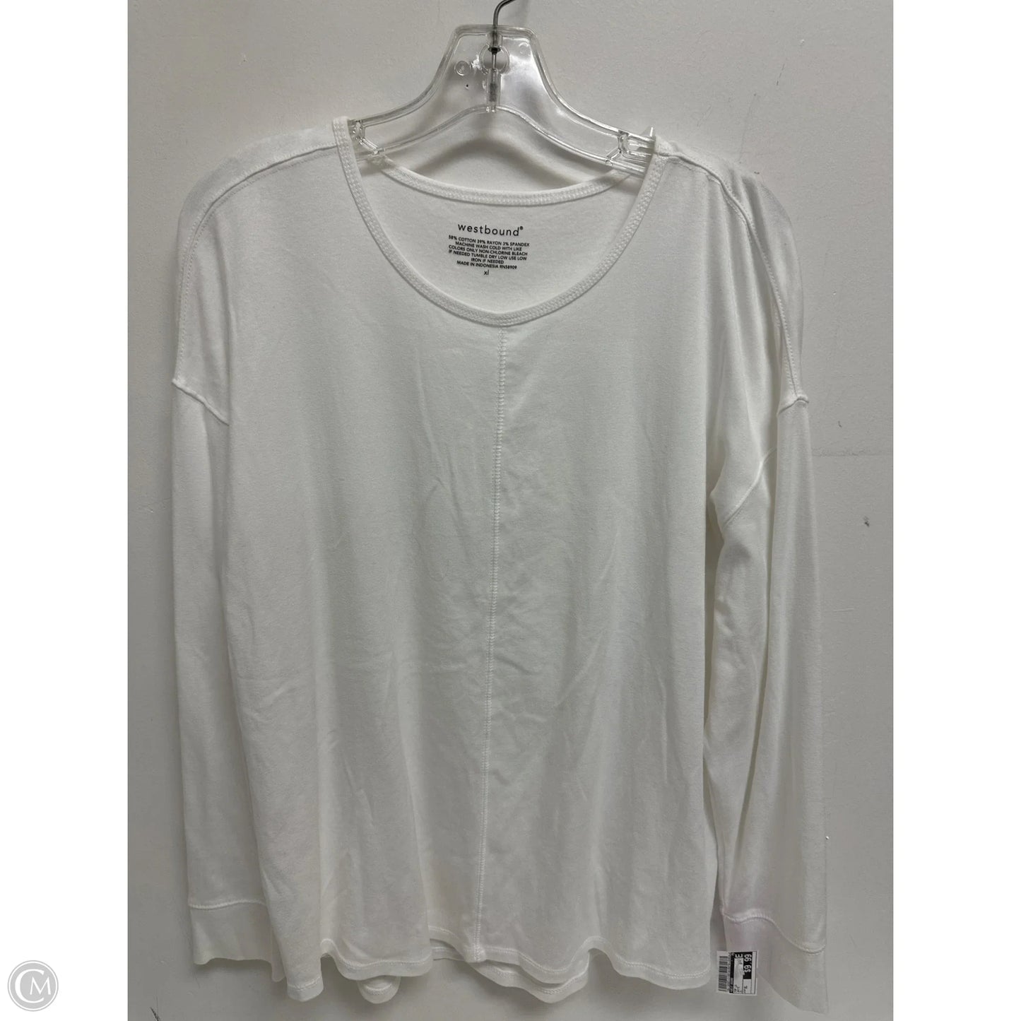Top Long Sleeve By West Bound In White, Size: Xl
