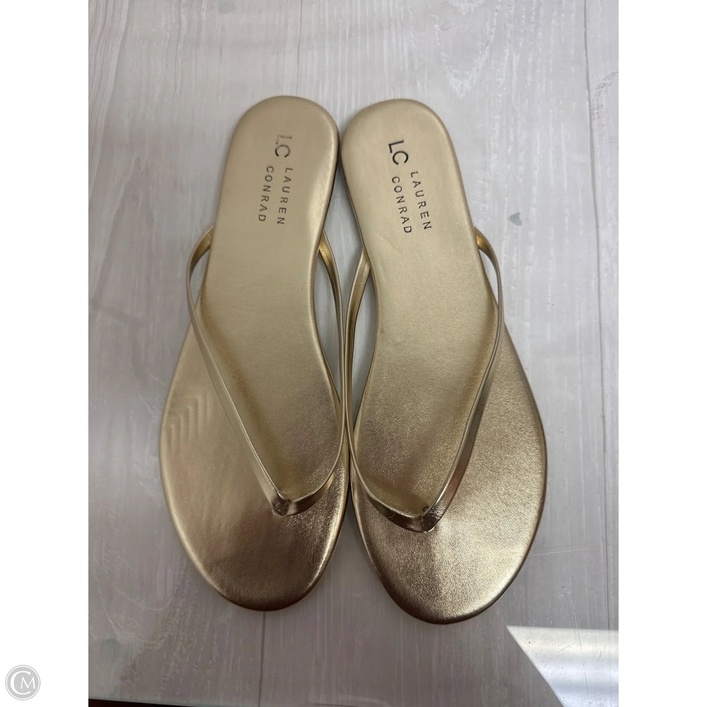 Sandals Flip Flops By Lc Lauren Conrad In Gold, Size: 10