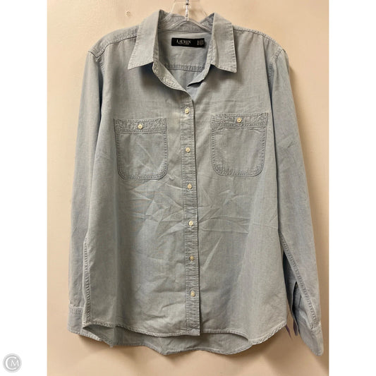 Blouse Long Sleeve By Lauren By Ralph Lauren In Blue, Size: Xl
