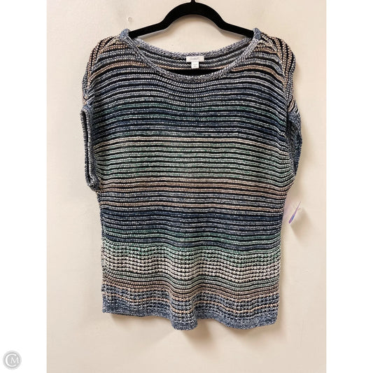 Sweater Short Sleeve By Pure Jill In Blue & Cream, Size: Sp