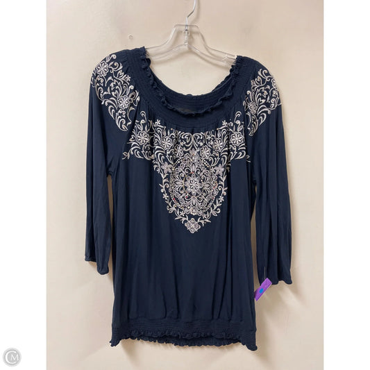 Top Long Sleeve By Inc In Navy, Size: Xl