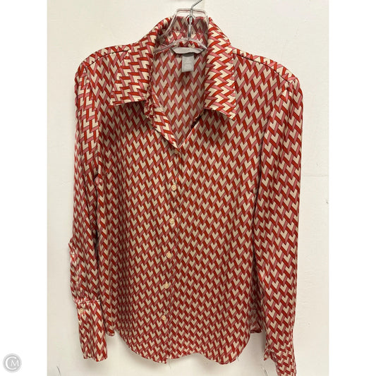 Blouse Long Sleeve By H&m In Cream & Pink, Size: S