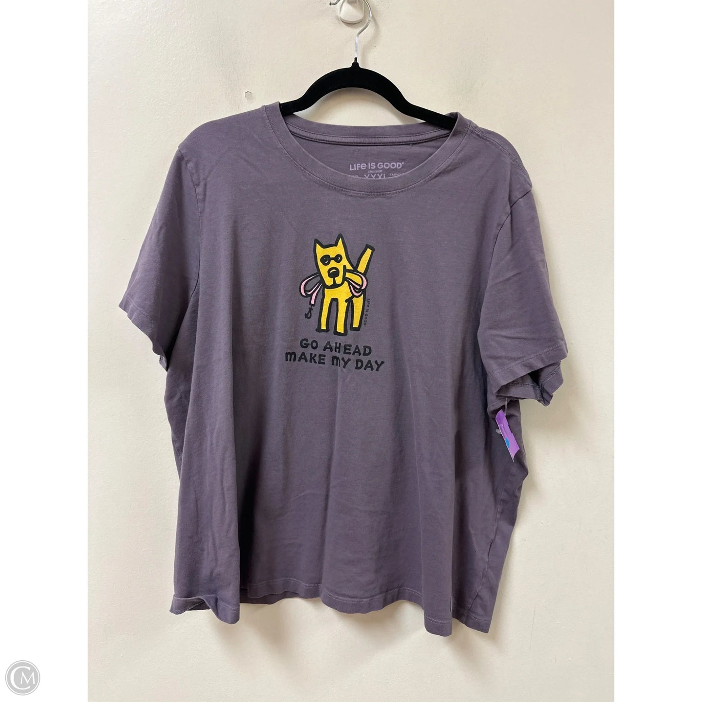 Top Short Sleeve By Life Is Good In Purple, Size: 2x