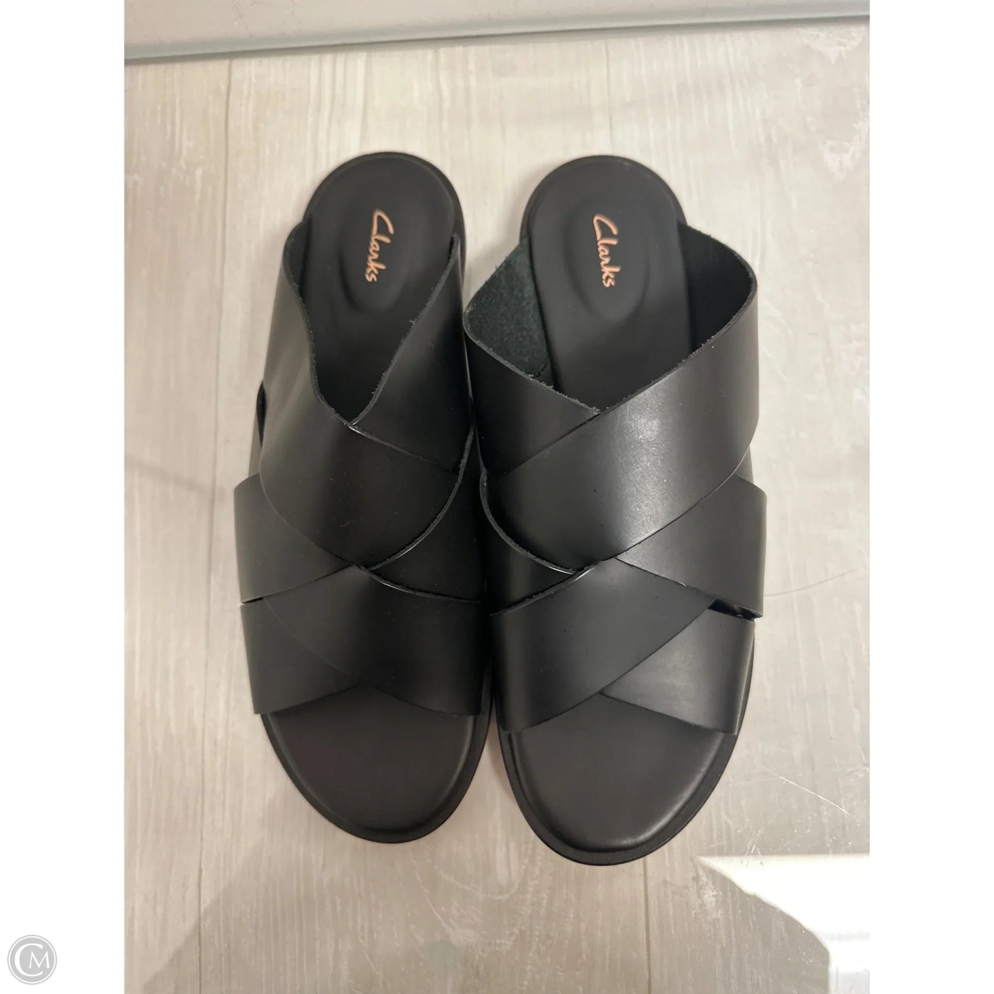 Sandals Flats By Clarks In Black, Size: 9.5