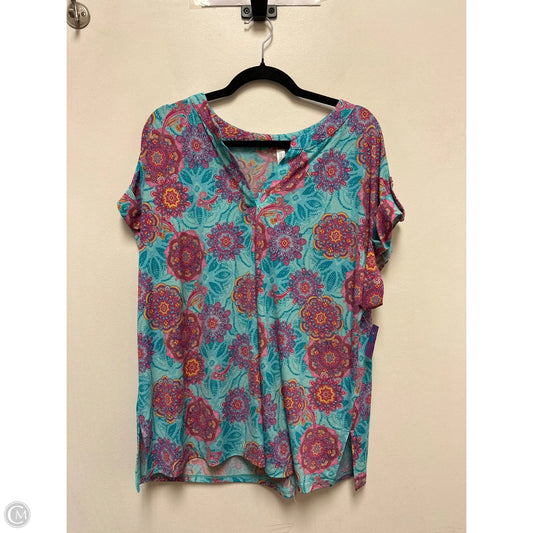 Top Short Sleeve By Dear Scarlett In Blue & Pink, Size: Xl