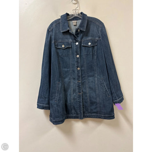 Jacket Denim By Chicos In Blue Denim, Size: L