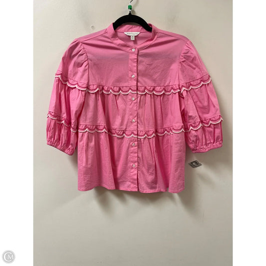 Blouse Short Sleeve By Crown And Ivy In Pink, Size: Mp