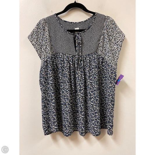 Top Short Sleeve By Gap In Black & Blue, Size: L